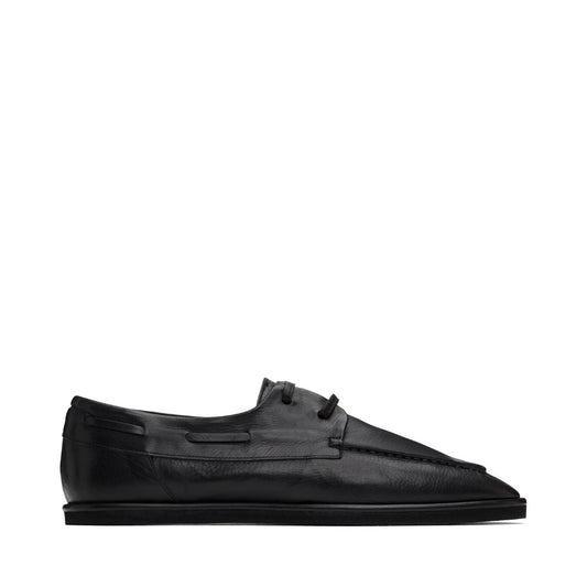 AURALEE Black Soft Leather Deck Shoes