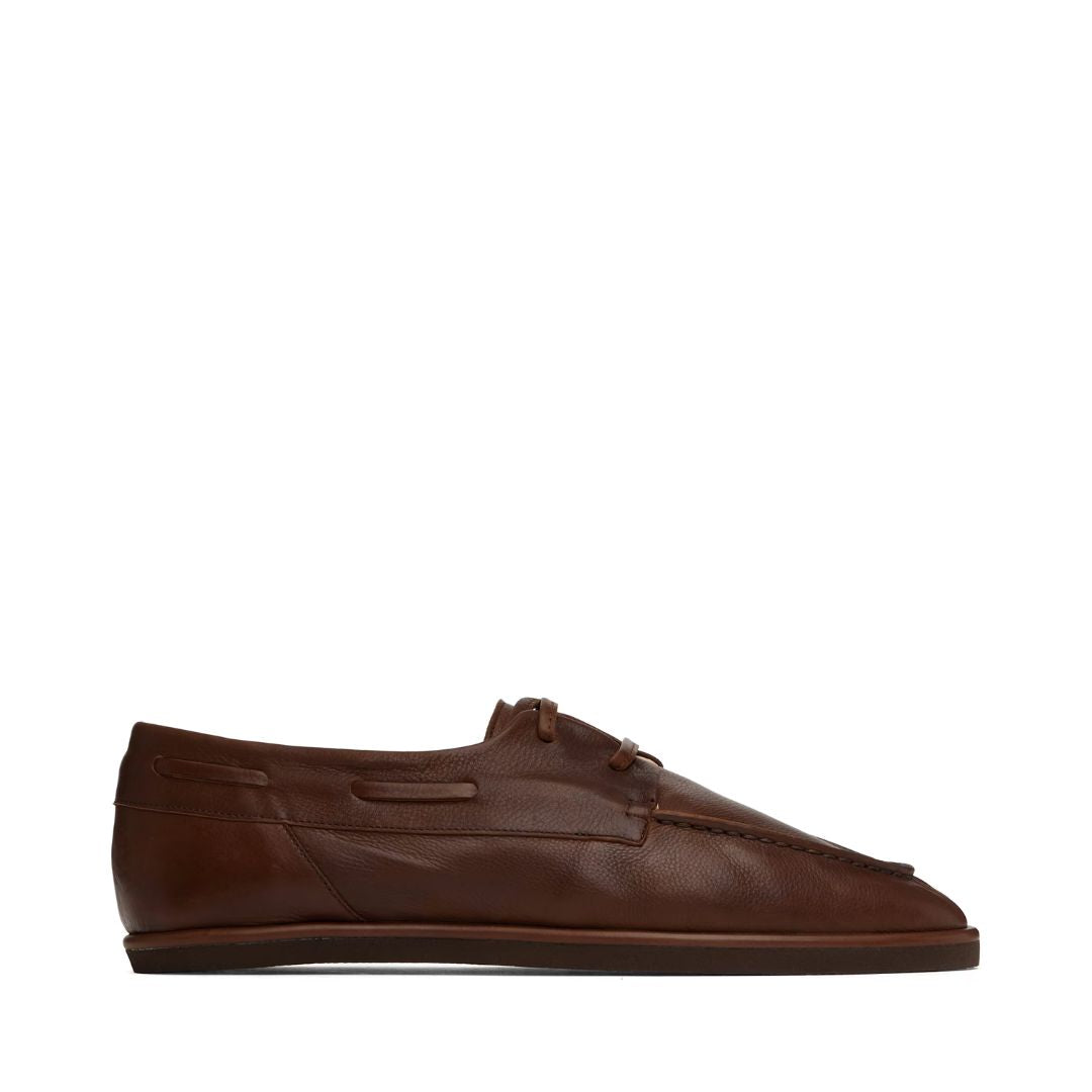 AURALEE Brown Soft Leather Deck Shoes