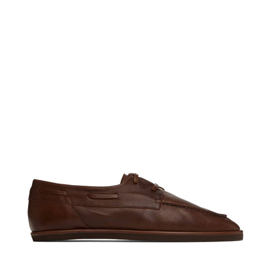 AURALEE Brown Soft Leather Deck Shoes