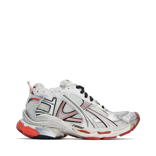 BALENCIAGA White & Red Runner Sneakers
