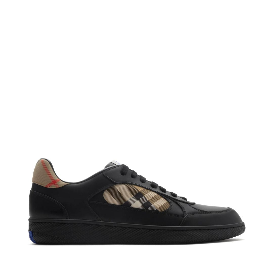 BURBERRY Black/Sand Leather and Check Terrace Sneakers​