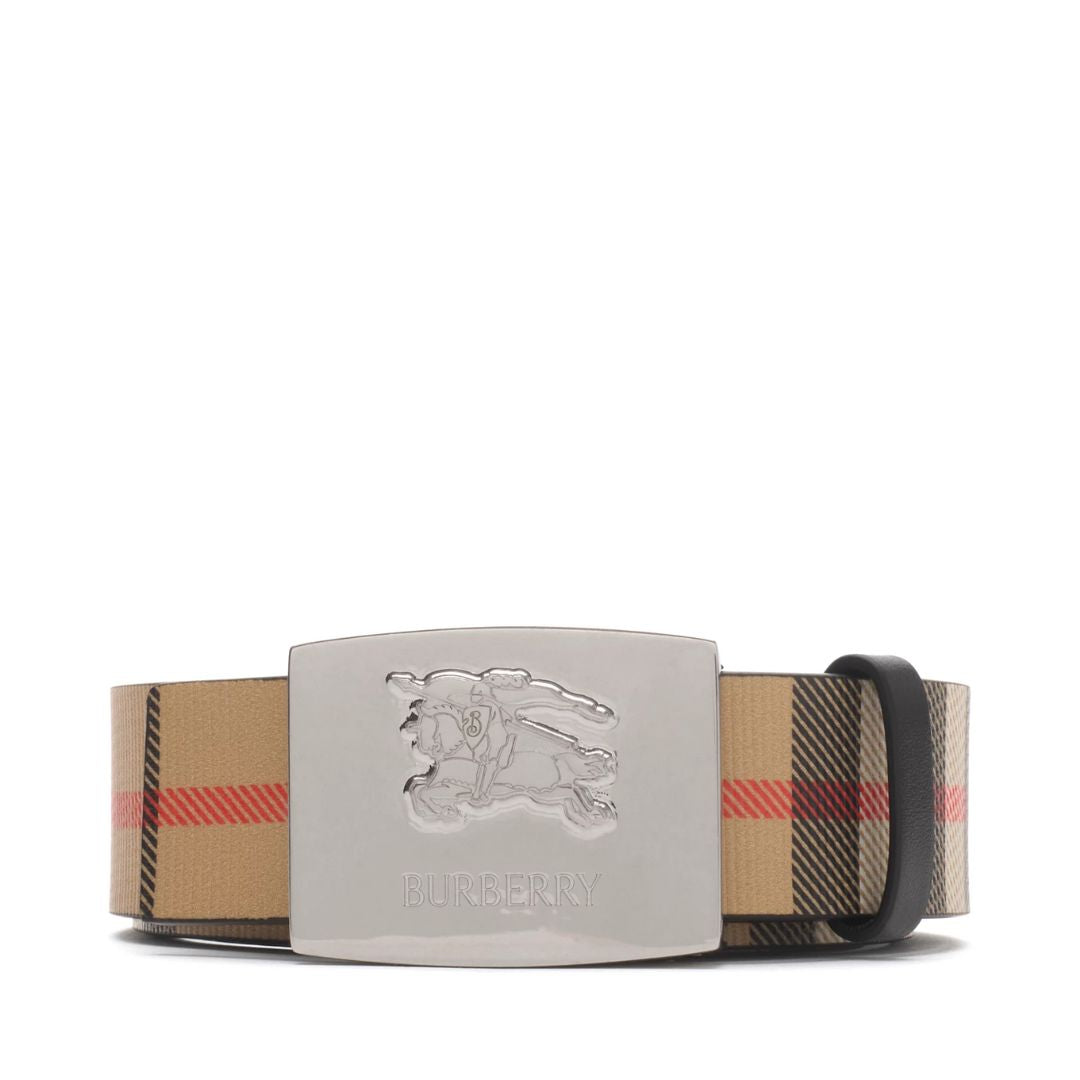 BURBERRY Sand/Black Reversible Check Square Knight Stamp Belt