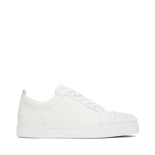CHRISTIAN LOUBOUTIN White Louis Junior Spikes Low-Top Sneakers
