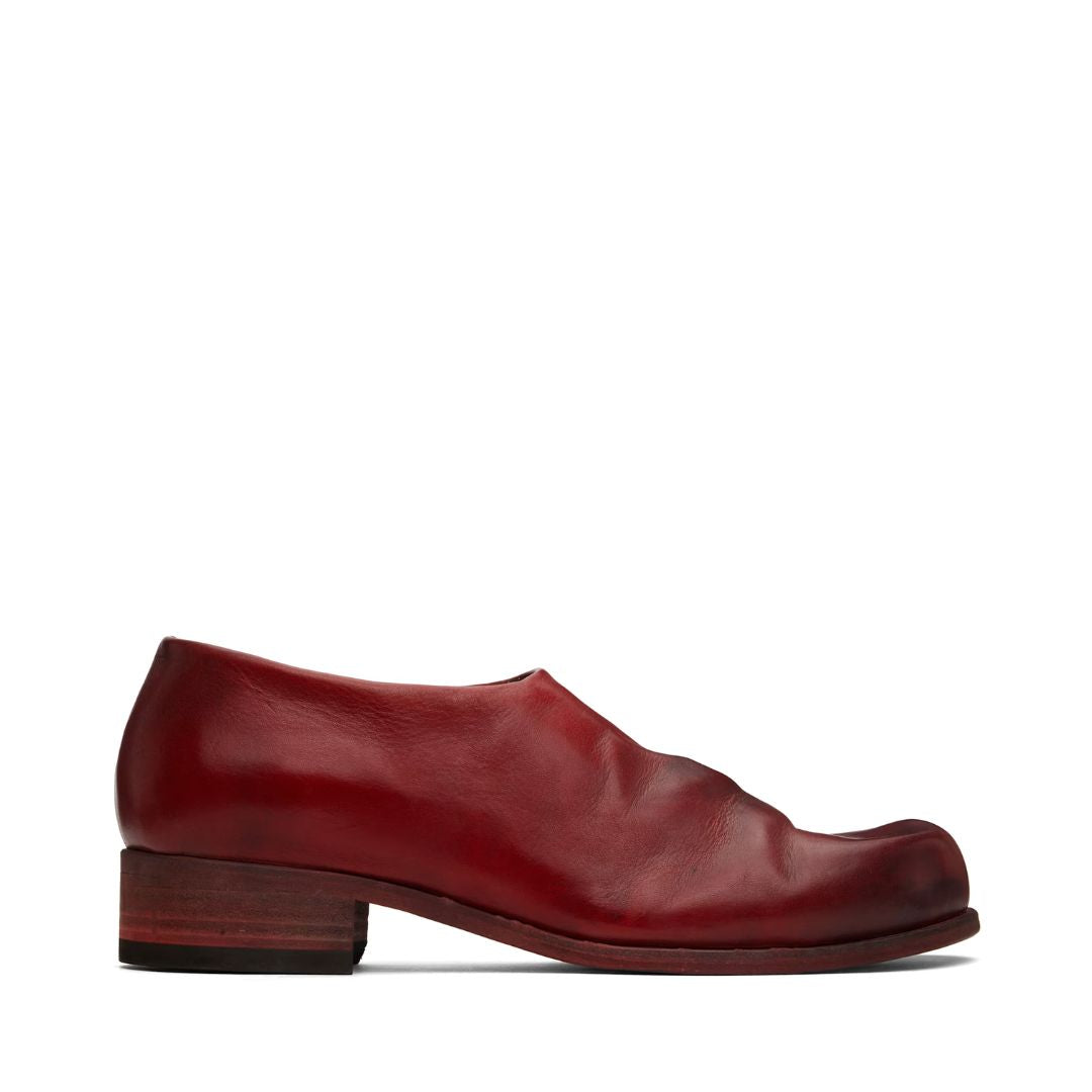 EDWARD CUMING Red Adam Signature Edition Bubble Toe Zip On Loafers