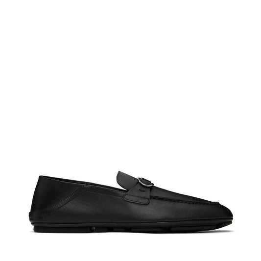 FERRAGAMO Black Hybrid Gancini Ornament Loafers