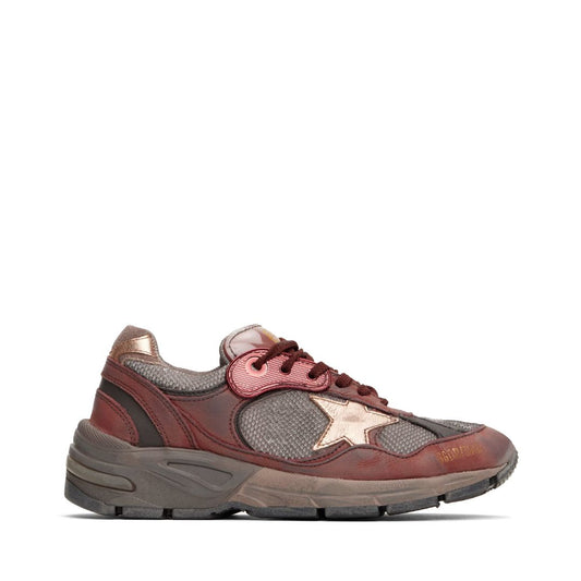 GOLDEN GOOSE Burgundy & Brown Dad-Star Sneakers