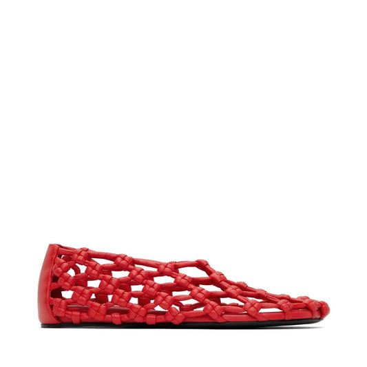 JIL SANDER Red Hand-Knotted Ballerina Flats