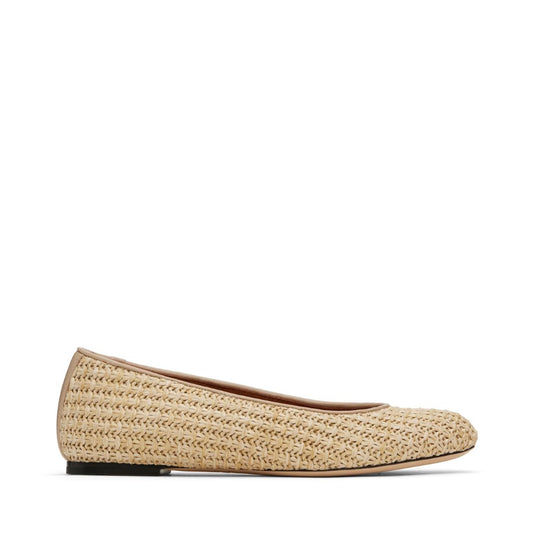 LANVIN Beige Raffia Ballerina Flats