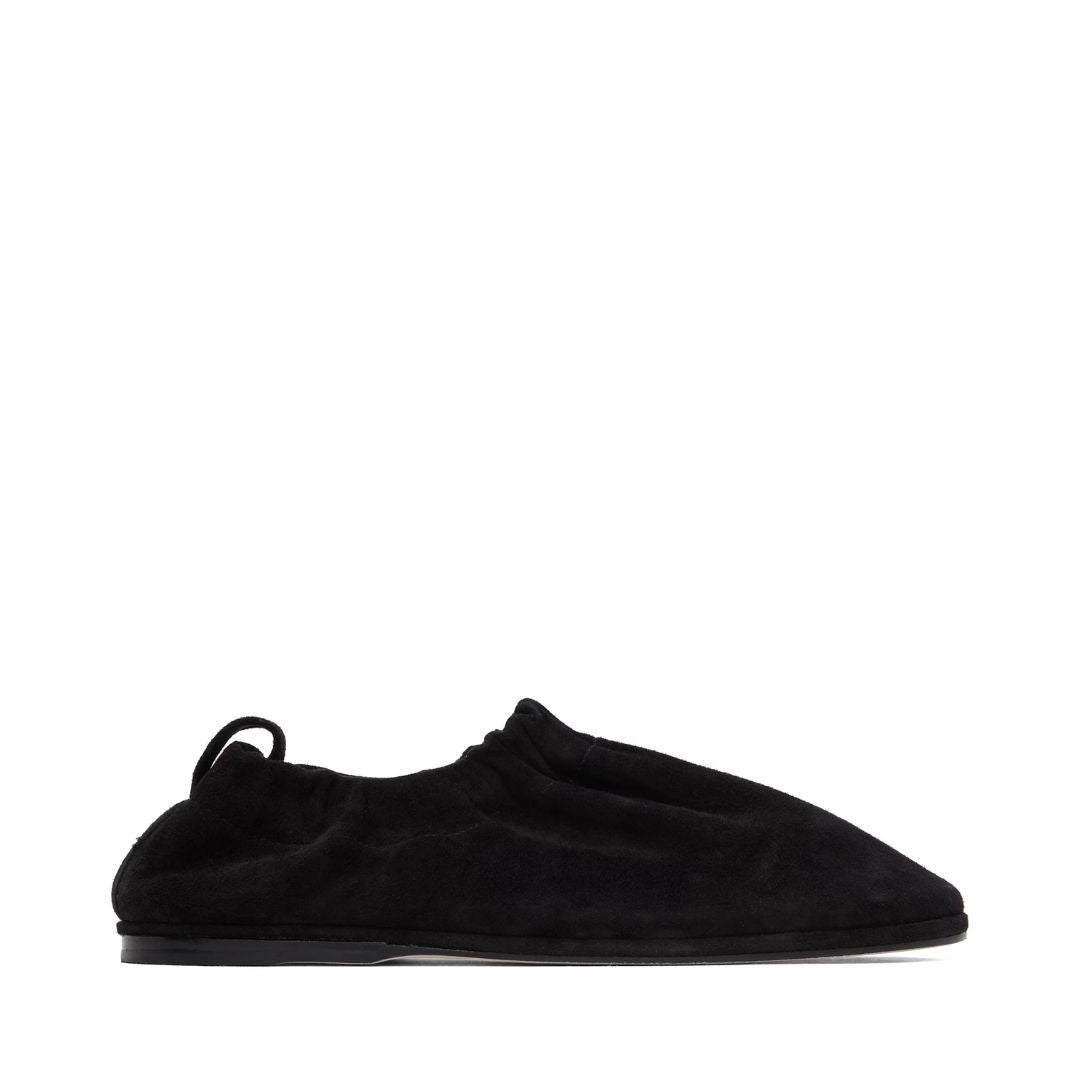 LAUREN MANOOGIAN Black Suede Banded Ballerina Flats