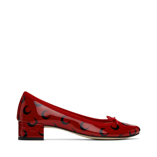 MARINE SERRE Red & Black Repetto Edition Camille Moon Printed Leather Heels