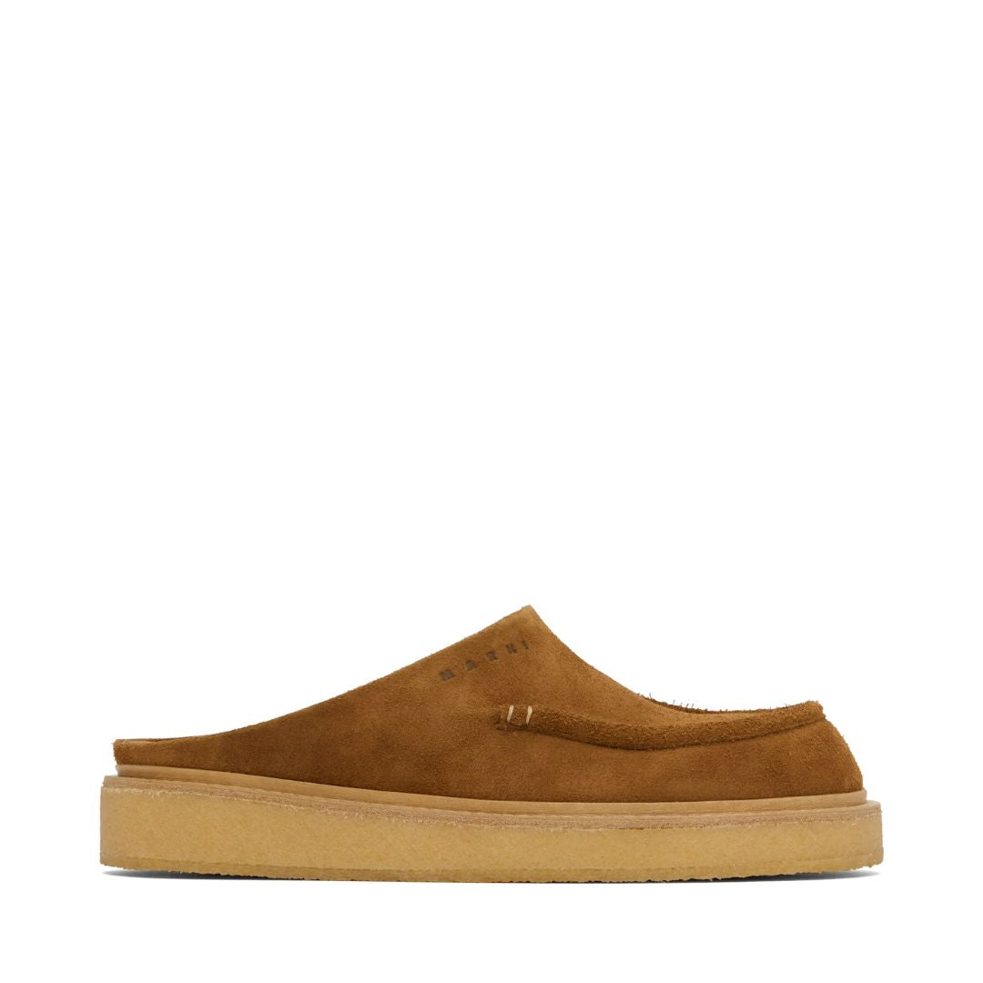 MARNI Brown Suede Sabot Slip-on Loafers