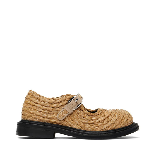 MOSCHINO Beige Olivia Raffia Mary Jane Loafers