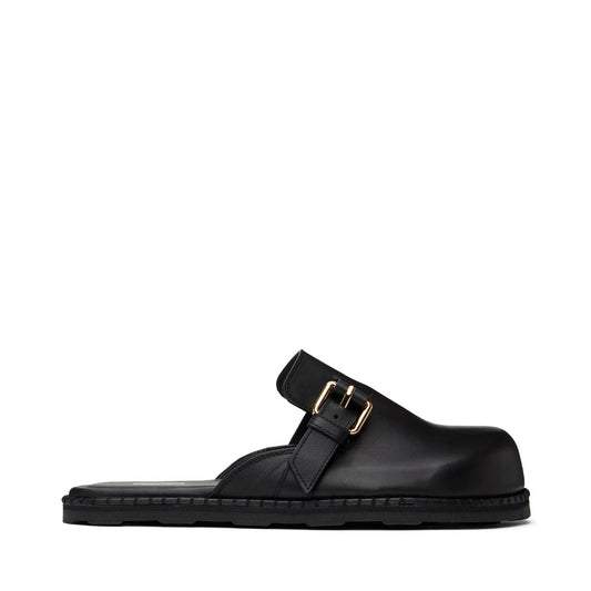 MOSCHINO Black Leather Mule Loafers