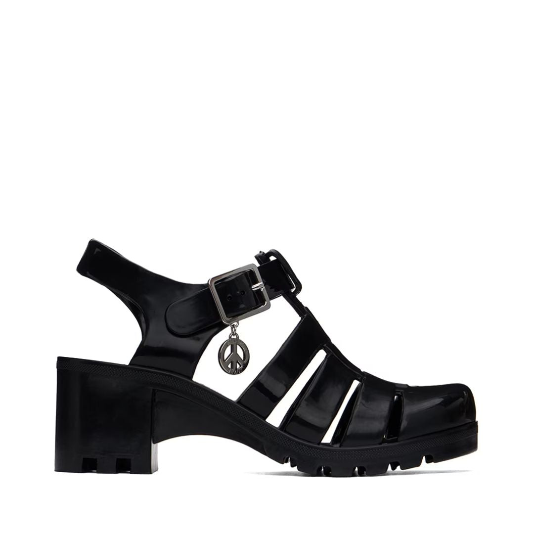 MOSCHINO JEANS Black Jelly Heeled Sandals