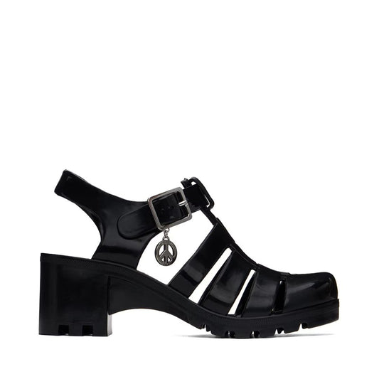 MOSCHINO JEANS Black Jelly Heeled Sandals
