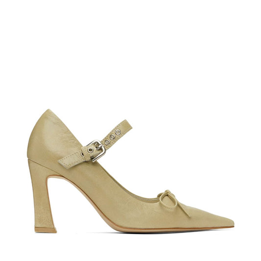 OPEN YY Beige Buckle Pointy Heels