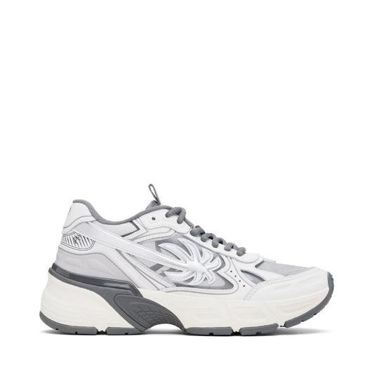 PALM ANGELS Gray & White PA 4 Leather Sneakers
