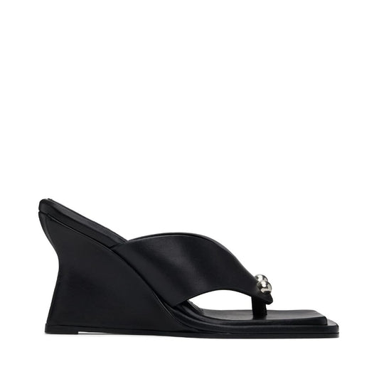 PARIS GEORGIA Black Dune Wedge Heeled Sandals