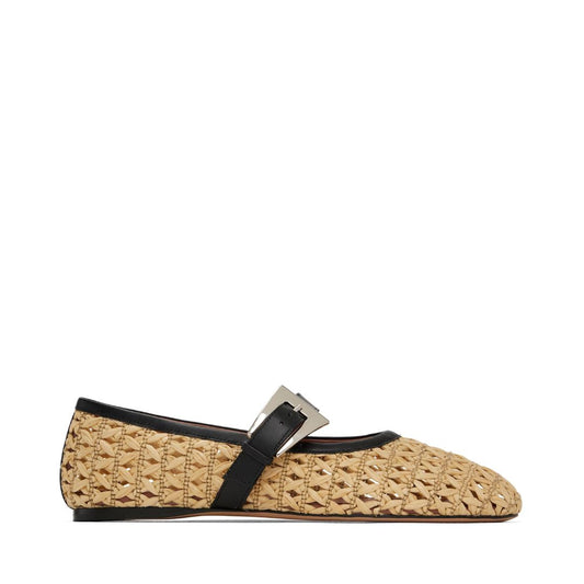 PARIS TEXAS Beige Sveva Buckle Ballerina Flats