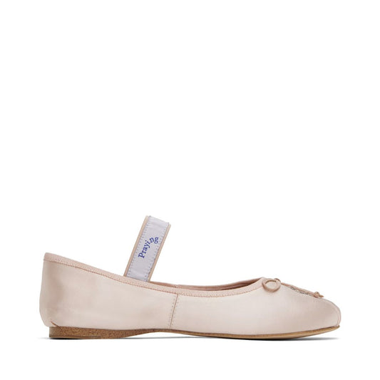 PRAYING Pink Crystal-Cut Ballerina Flats