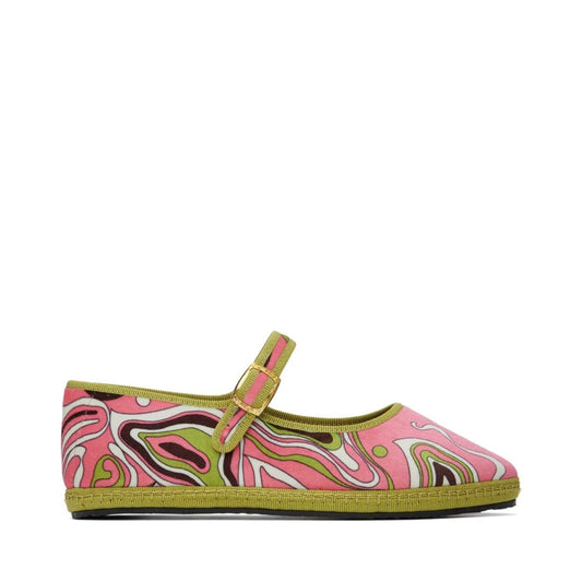 PUCCI Pink & Green Velvet Ballerina Flats