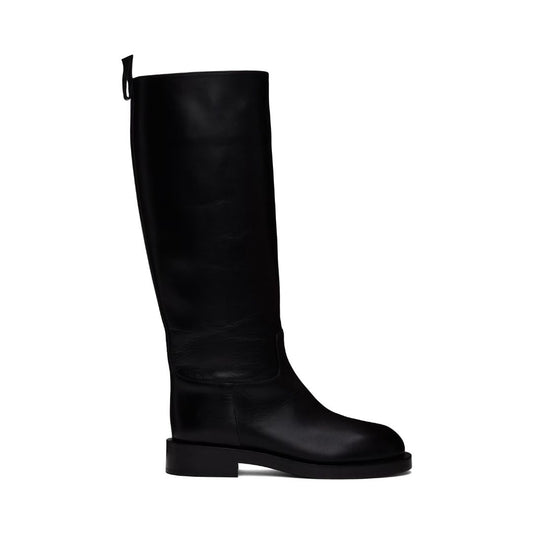 RABANNE Black Smooth Leather Tall Boots