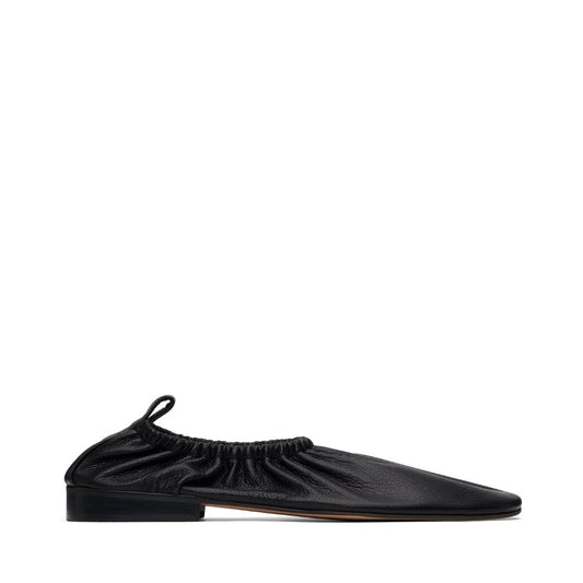 RECTO Black Gathered Slip-on Loafers
