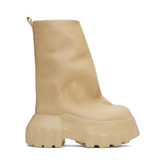 RICK OWENS Beige Hollywood Flared Mega Tractor Boots