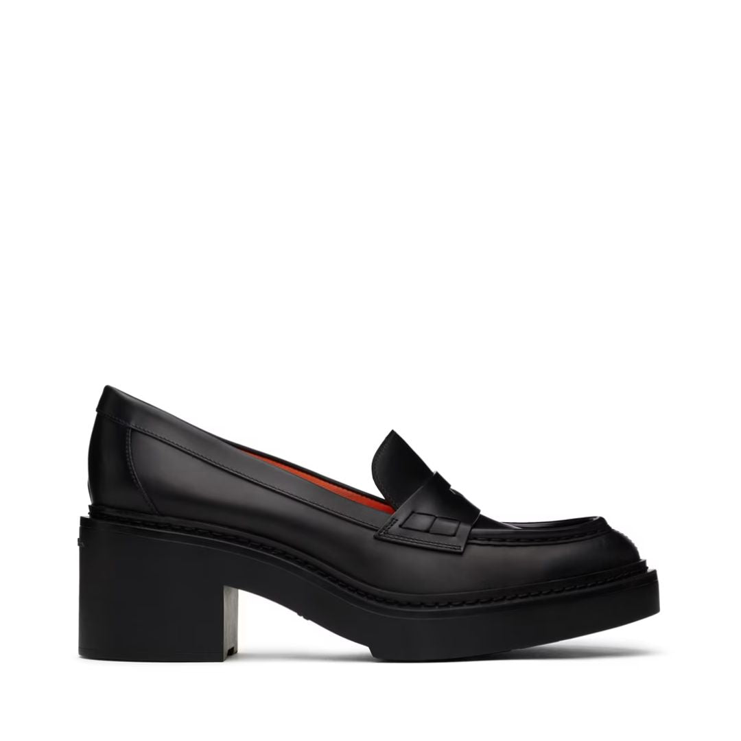 SANTONI Black Loafer Heels
