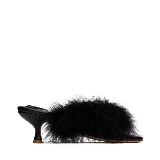 SLEEPER Black Pom Heeled Sandals