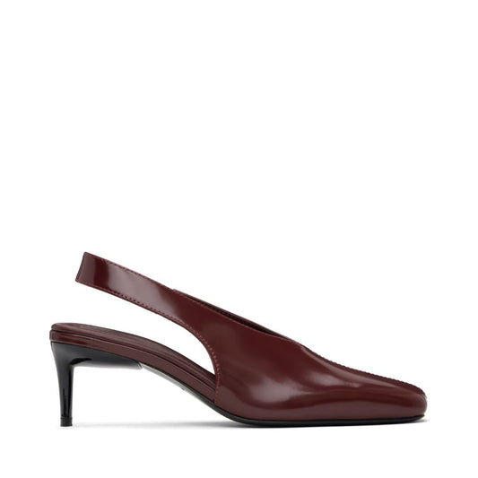 ST. AGNI Burgundy Square Toe Sling Back Heels