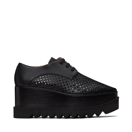 STELLA MCCARTNEY Black Elyse Perforated Platform Oxfords