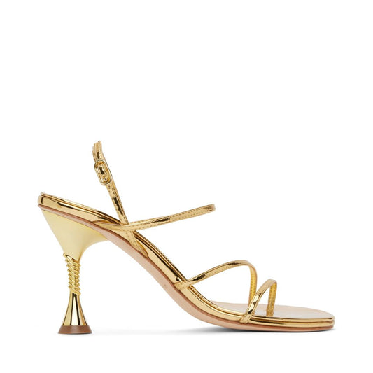 STUDIO AMELIA Gold Helix 90 Heeled Sandals