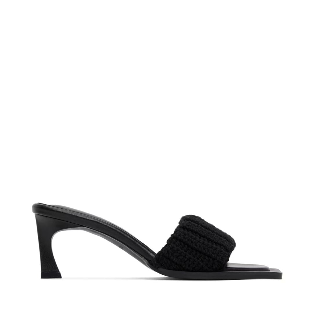SYSTEM Black Crochet Heeled Sandals