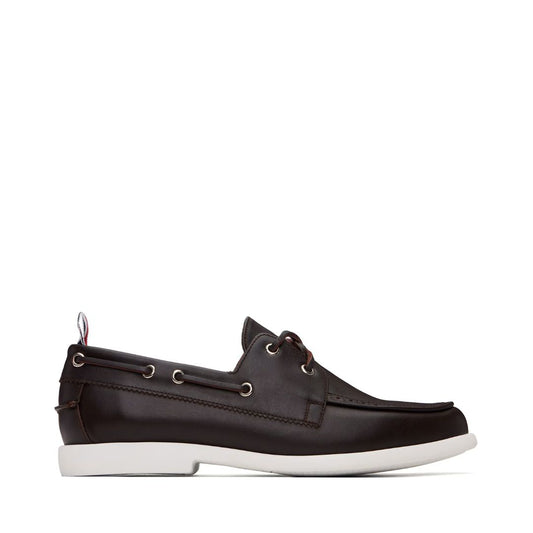 THOM BROWNE Brown Baby Calf Leather Boat Shoes