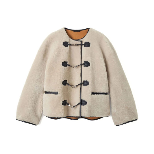 TOTEME Off-white Teddy Shearling Clasp Jacket