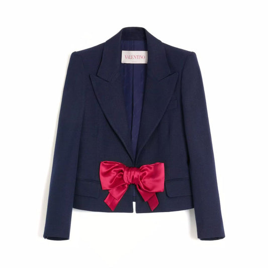 VALENTINO GARAVANI Provence Blue Viscose Jacket with Bow
