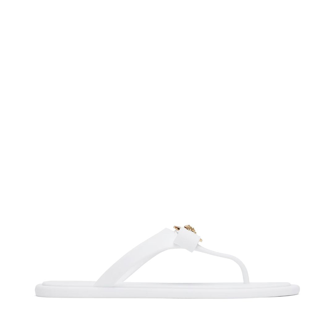 VERSACE White Gianni Ribbon Flip-Flops