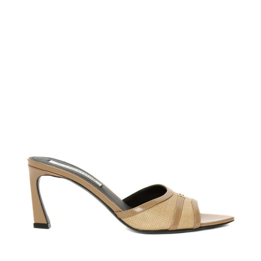 VICTORIA BECKHAM Light Beige Rafia Open Toe Mule