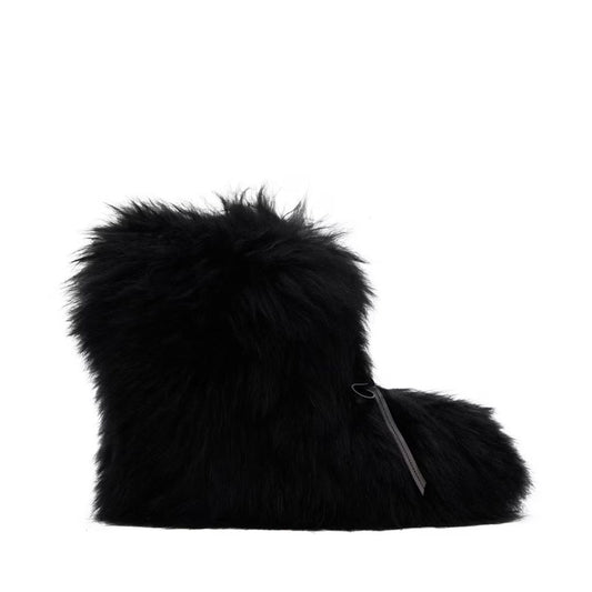 WE11DONE Black Fur Moccasin Boots