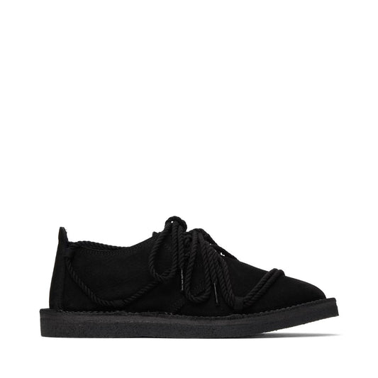 Y'S Black Nubuck Leather Random Rope Loafers