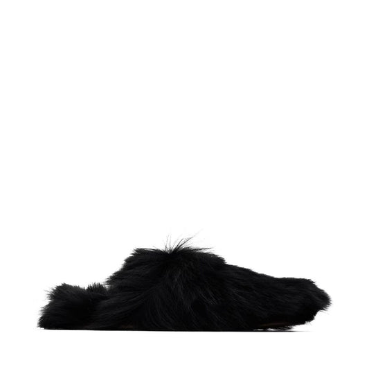 YVES SALOMON Black Toscana Lambskin Slippers